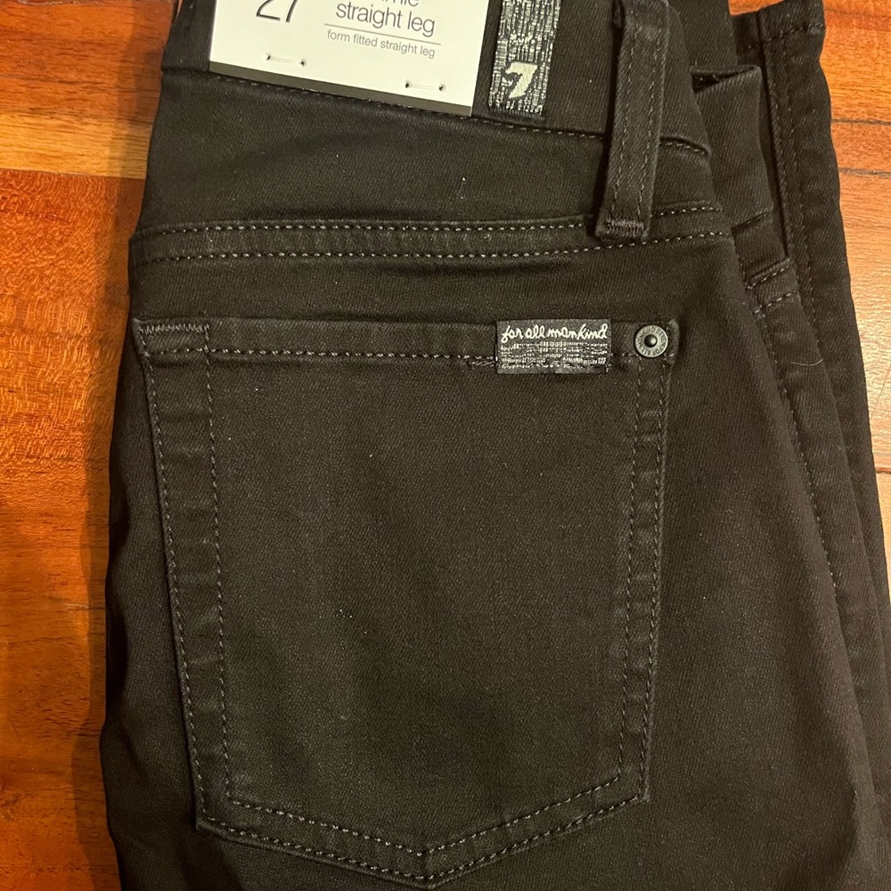 7 of all mankind kimmie black straight leg - Picture 5 of 6